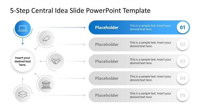 Customizable 5-Step Central Idea PPT Template