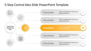 5-Step Central Idea Template with Icons 
