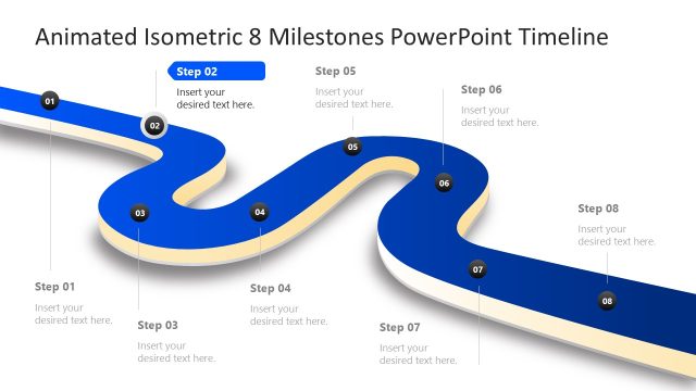 Editable Isometric 8 Milestones Presentation Timeline Slide