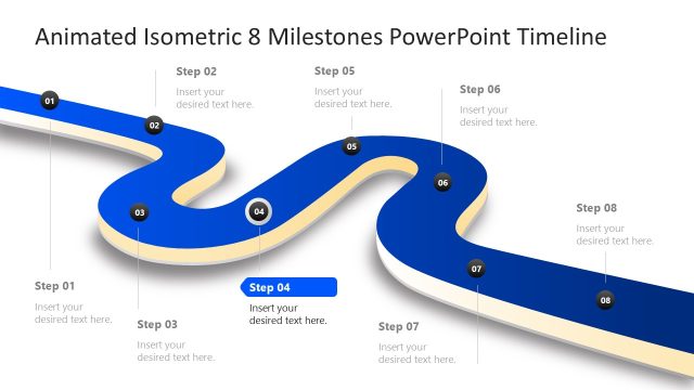 Isometric 8 Milestones Diagram with Circular Shapes