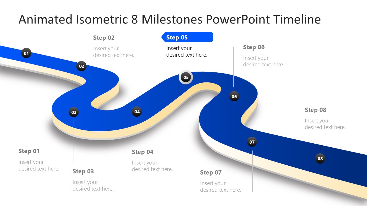 Animated Isometric 8 Milestones PowerPoint Timeline
