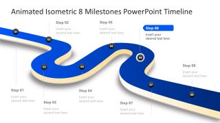 Isometric 8 Milestones Slide Layout 