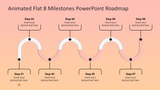 Animated Flat 8 Milestones Roadmap Diagram Template 