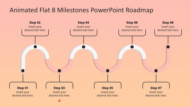 Editable Flat 8 Milestones PPT Roadmap Template