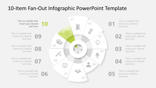 10-Item Fan-Out Infographic Layout with Focus Effect
