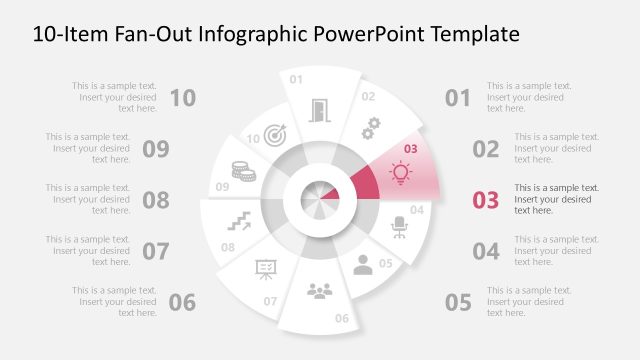 Customizable 10-Item Fan-Out Infographic PPT Template