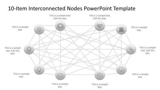 10-Item Interconnected Nodes PowerPoint Template