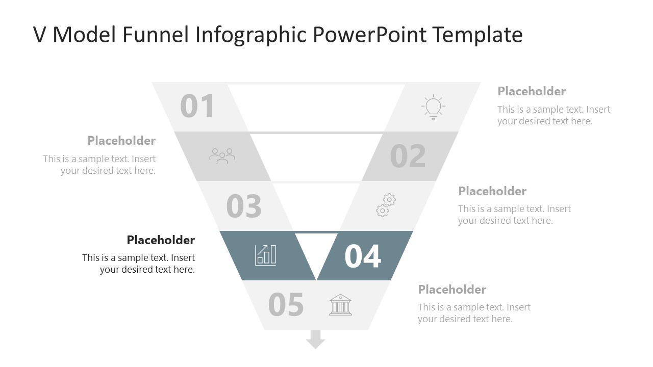 5-Level V Model Funnel Infographic PowerPoint Template
