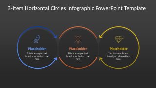 Slide with Dark Background - 3 Circles Infographic Template