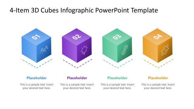 4-Item 3D Cubes Infographic PowerPoint Cover Slide