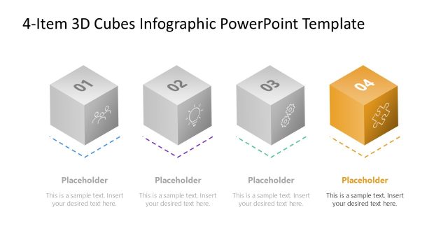 4-Item 3D Cubes Infographic Template PPT Slide