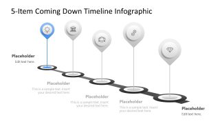 5-Item Coming Down Timeline Infographic PPT Slide 