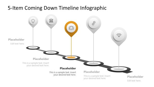 5-Item Coming Down Timeline Infographic Slide Layout
