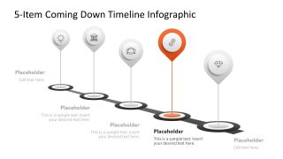 5-Item Coming Down Timeline Infographic Diagram Slide 