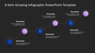 6-Point Growing Infographic PowerPoint Slide with Dark Background 