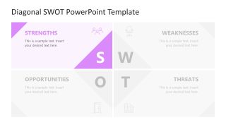 Diagonal SWOT Analysis Template for Presentation 