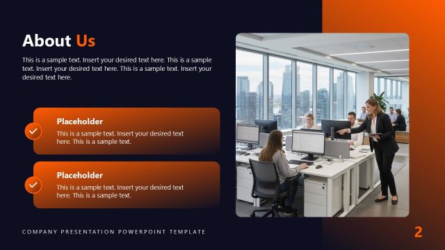 About Us Slide – Dark Company Presentation PPT Template