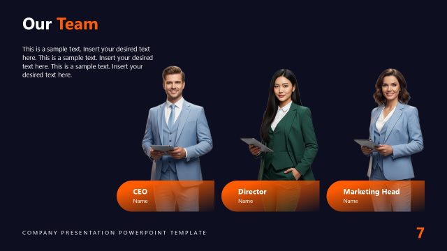 Our Team Presentation Slide – Company Profile Template