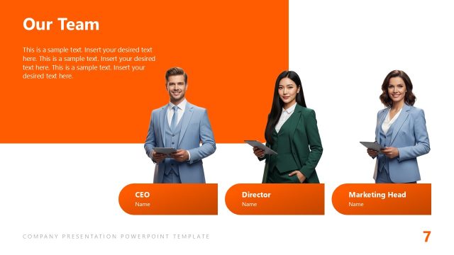 Company Team Slide – Light Company Profile PPT Template
