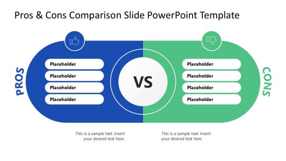 Pros & Cons Comparison Template Slide 