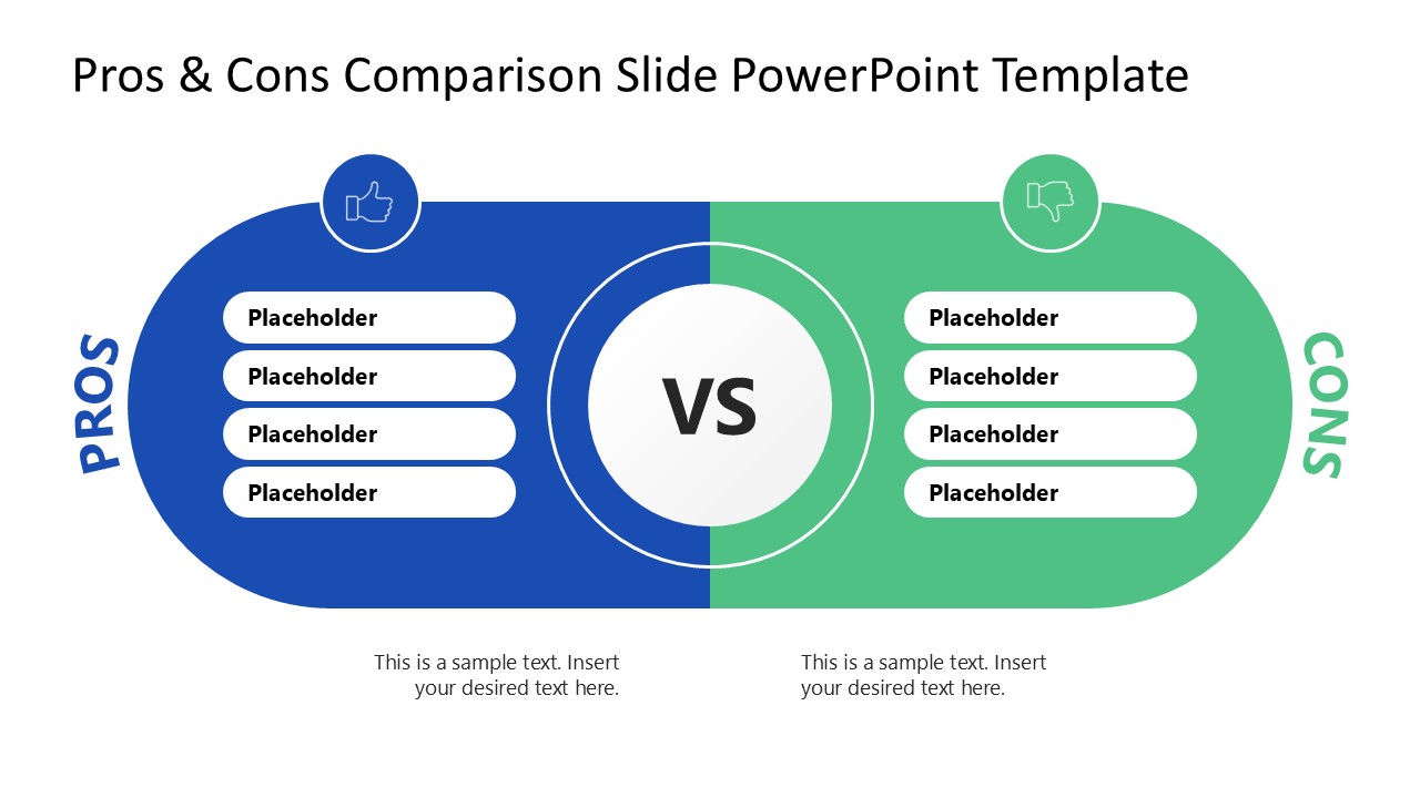 Pros & Cons Comparison Template Slide 
