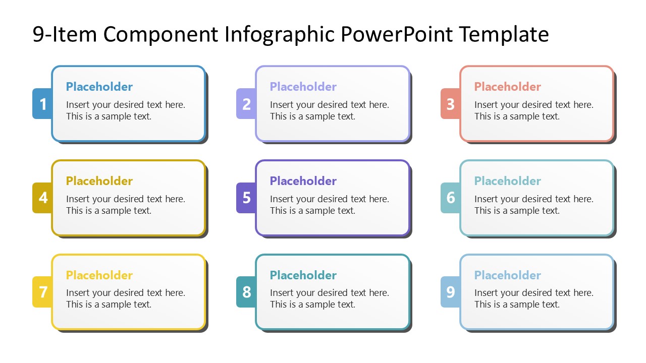 Editable 9-Item Component Infographic PowerPoint Slide 