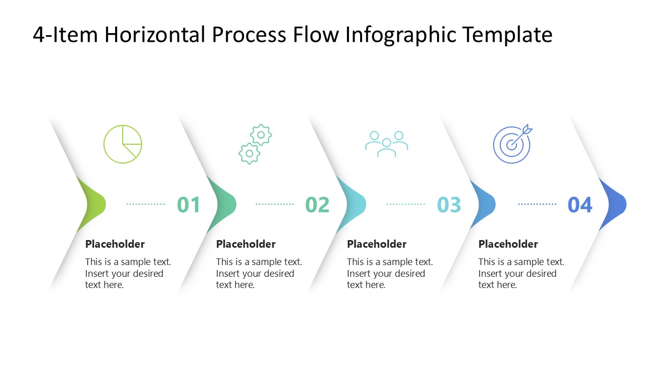 Editable 4-Item Horizontal Process Flow PPT Template