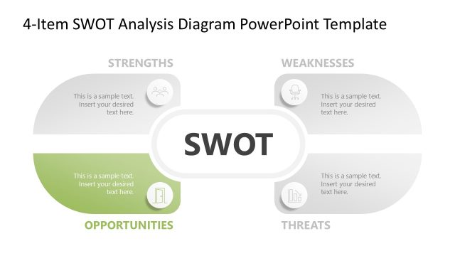 Engaging 4-Item SWOT Analysis PPT Template
