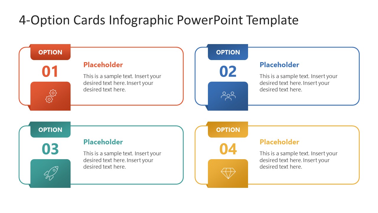 Editable 4-Option Cards Infographic PPT Template