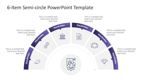 Editable 6-Item Semi-circle Diagram PPT Template