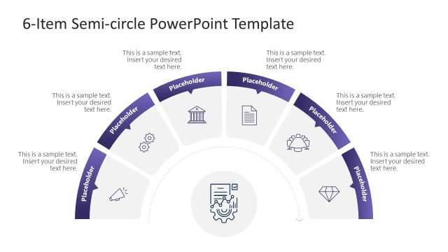 6-Item Semi-circle Diagram Presentation Slide Template