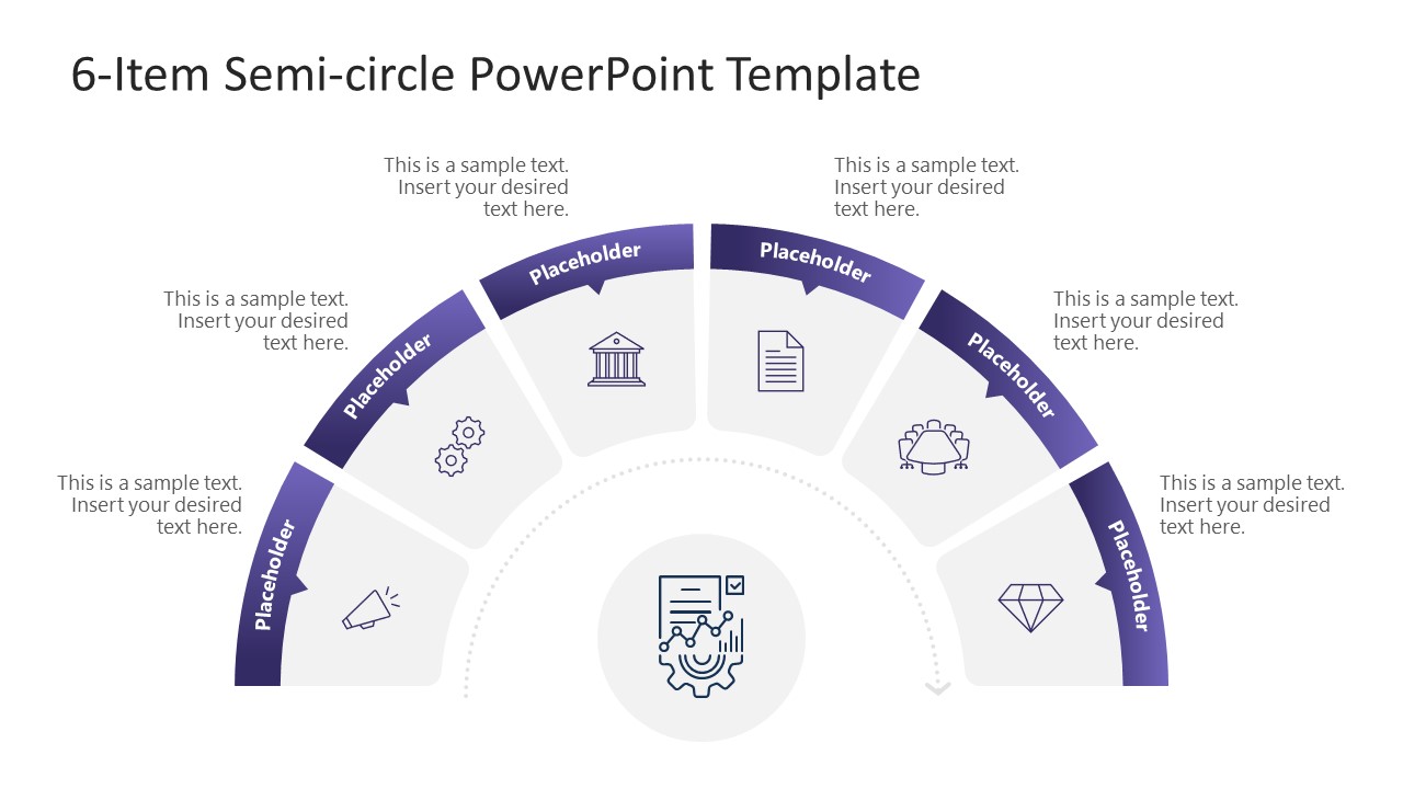 Editable 6-Item Semi-circle Diagram PPT Template