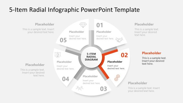 Editable 5-Item Radial Infographic PPT Template