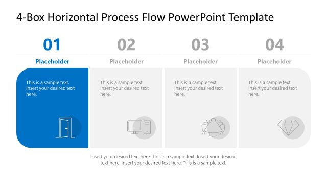 Editable 4-Box Horizontal Process Flow Slide with Infographics