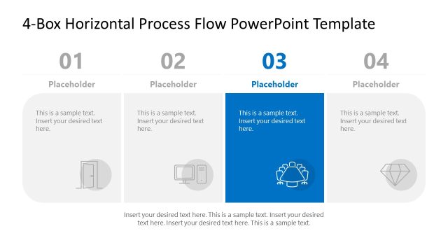 4-Box Horizontal Process Flow Slide with Focus Effect
