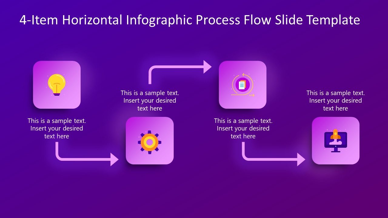 4-Item Horizontal Process Flow Infographic Slide Template
