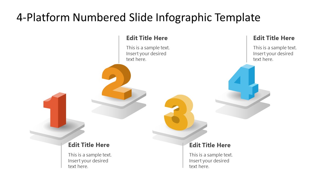 Editable 4-Platform Numbered Slide Infographic Slide