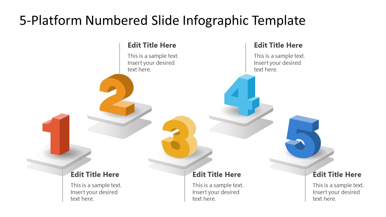 5-Platform Numbered Diagram PPT Slide Template