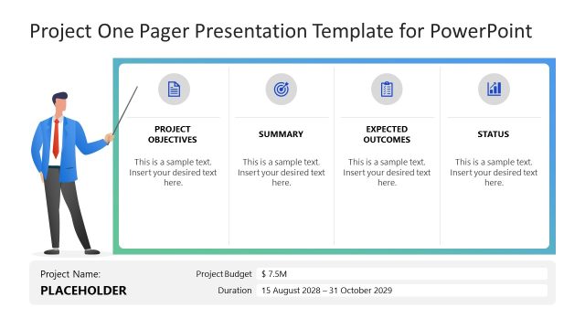 Editable Project One Pager PPT Template