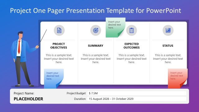 Editable Project One Pager Template Slide