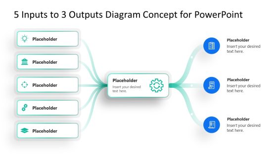 5-Input to 3-Output Diagram Concept Presentation Template