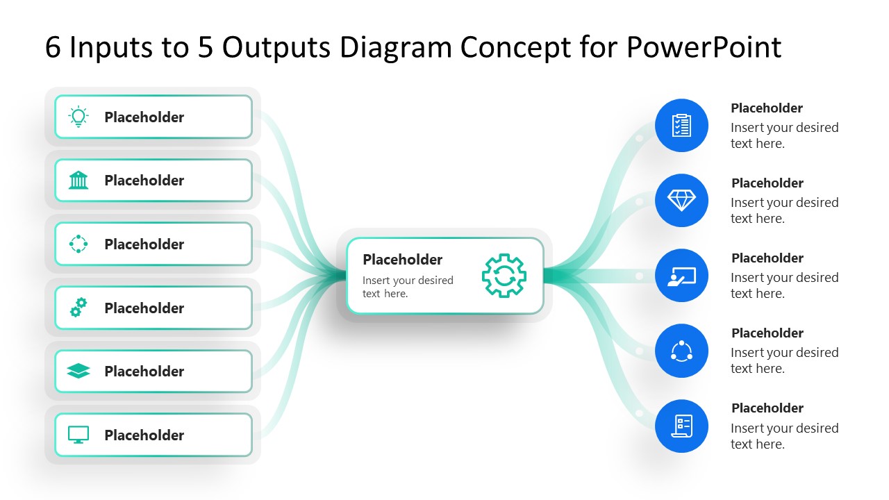6-Input to 5-Output Concept Diagram Template Layout 