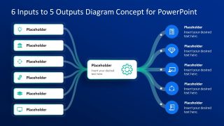 6-Input to 5-Output Diagram Concept Slide Template