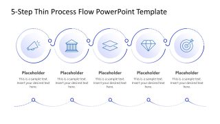 Editable 5-Step Thin Process Flow Presentation Template