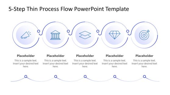 Editable 5-Step Thin Process Flow Presentation Template
