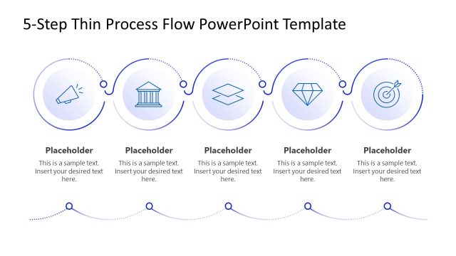 5-Step Thin Process Flow PPT Slide Template