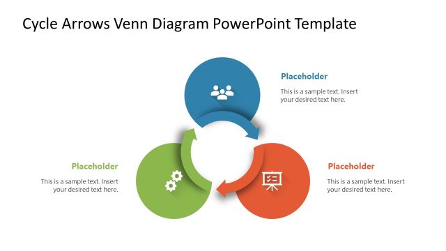 Editable Cycle Arrows Venn Diagram PPT Template
