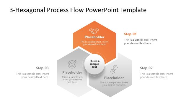 Step 1 Hexagon Infographics Slide – 3-Hexagonal Process Flow Template