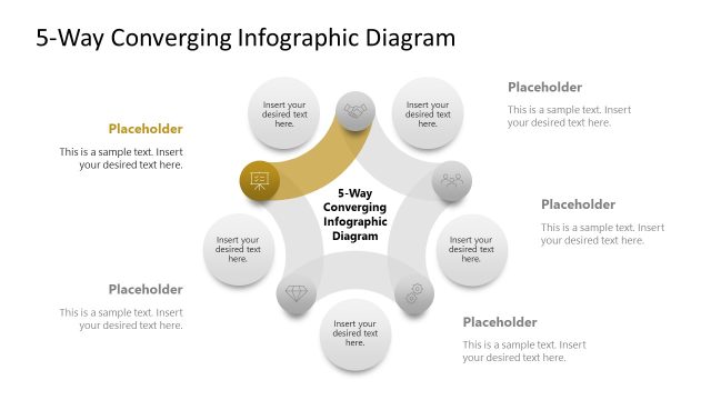 5-Way Converging Diagram PPT Slide Template
