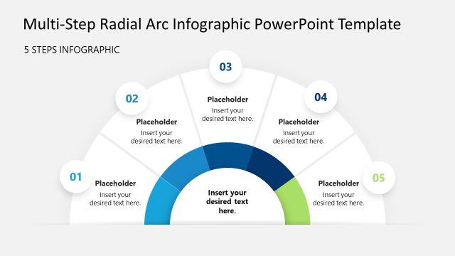 Five Step Radial Arc Diagram PPT Template